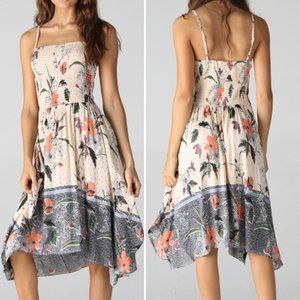 CREAM BOHO STYLE SMOCKED TOP DRESS